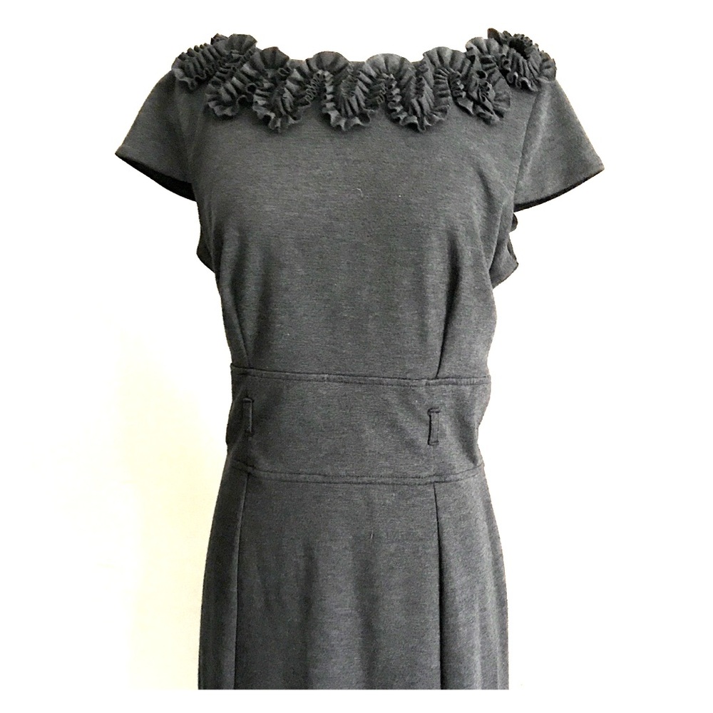Gray Ruffle Neck Cap Sleeve Dress by AA Studio